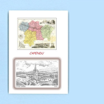 Cartes Postales impression Noir avec dpartement sur la ville de CAPENDU Titre : vue