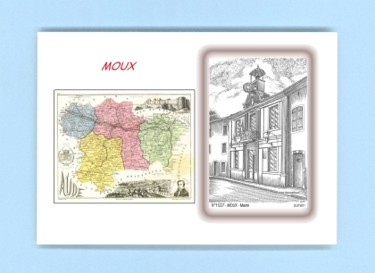 Cartes Postales impression Noir avec dpartement sur la ville de MOUX Titre : mairie