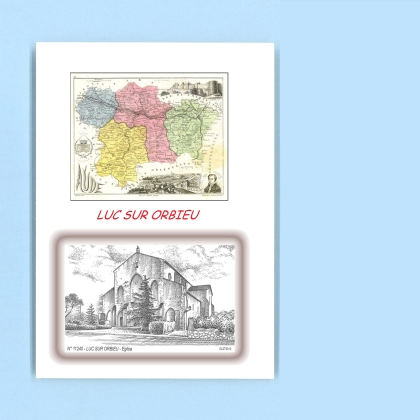 Cartes Postales impression Noir avec dpartement sur la ville de LUC SUR ORBIEU Titre : eglise