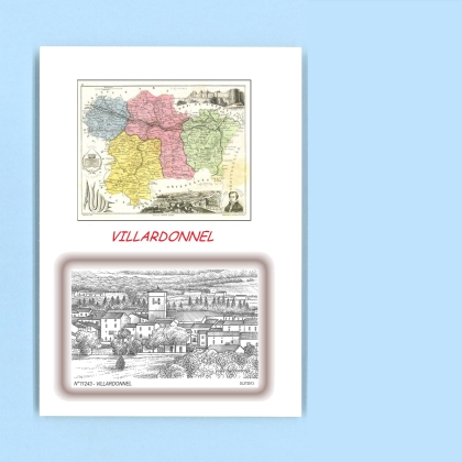Cartes Postales impression Noir avec dpartement sur la ville de VILLARDONNEL Titre : vue