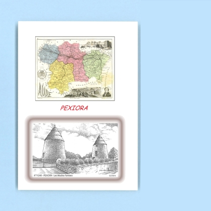 Cartes Postales impression Noir avec dpartement sur la ville de PEXIORA Titre : les moulins fariniers
