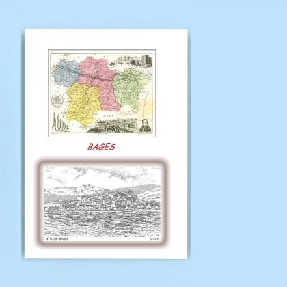 Cartes Postales impression Noir avec dpartement sur la ville de BAGES Titre : vue