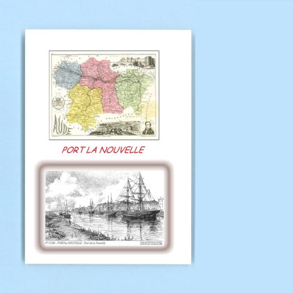 Cartes Postales impression Noir avec dpartement sur la ville de PORT LA NOUVELLE Titre : port de la nouvelle