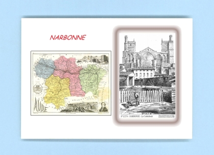 Cartes Postales impression Noir avec dpartement sur la ville de NARBONNE Titre : la cathedrale