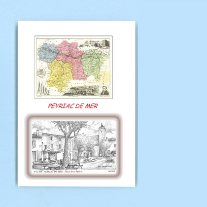 Cartes Postales impression Noir avec dpartement sur la ville de PEYRIAC DE MER Titre : place de la mairie