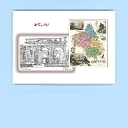 Cartes Postales impression Noir avec dpartement sur la ville de MILLAU Titre : lavoir