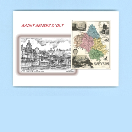 Cartes Postales impression Noir avec dpartement sur la ville de ST GENIEZ D OLT Titre : pont et ville