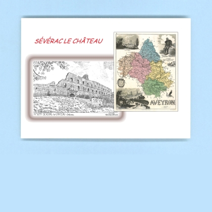Cartes Postales impression Noir avec dpartement sur la ville de SEVERAC LE CHATEAU Titre : chateau