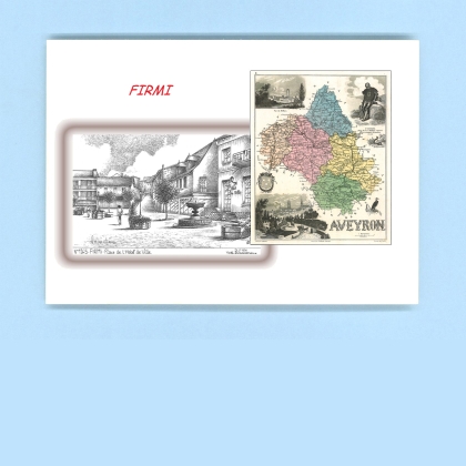 Cartes Postales impression Noir avec dpartement sur la ville de FIRMI Titre : place de l hotel de ville