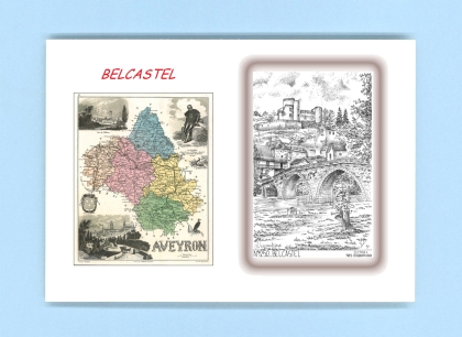 Cartes Postales impression Noir avec dpartement sur la ville de BELCASTEL Titre : vue