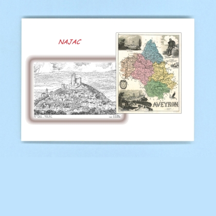 Cartes Postales impression Noir avec dpartement sur la ville de NAJAC Titre : vue