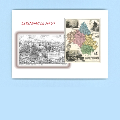 Cartes Postales impression Noir avec dpartement sur la ville de LIVINHAC LE HAUT Titre : vieux pont