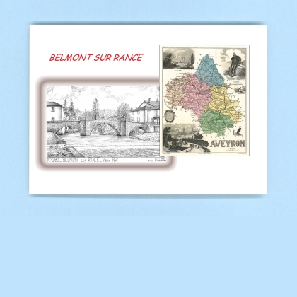 Cartes Postales impression Noir avec dpartement sur la ville de BELMONT SUR RANCE Titre : vieux pont