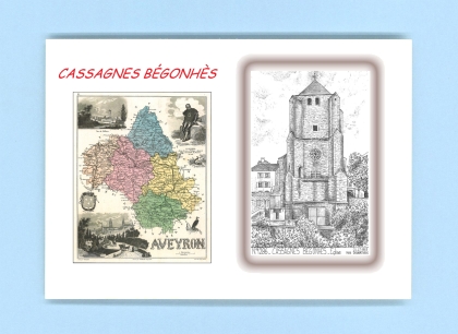 Cartes Postales impression Noir avec dpartement sur la ville de CASSAGNES BEGONHES Titre : eglise