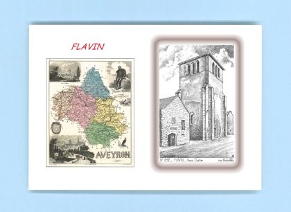 Cartes Postales impression Noir avec dpartement sur la ville de FLAVIN Titre : vieux clocher