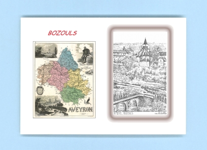 Cartes Postales impression Noir avec dpartement sur la ville de BOZOULS Titre : vue