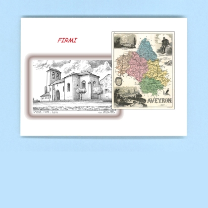 Cartes Postales impression Noir avec dpartement sur la ville de FIRMI Titre : eglise