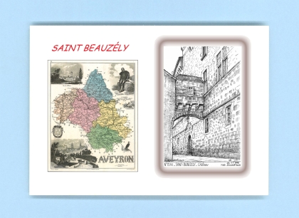 Cartes Postales impression Noir avec dpartement sur la ville de ST BEAUZELY Titre : chateau