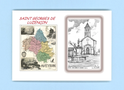 Cartes Postales impression Noir avec dpartement sur la ville de ST GEORGES DE LUZENCON Titre : eglise