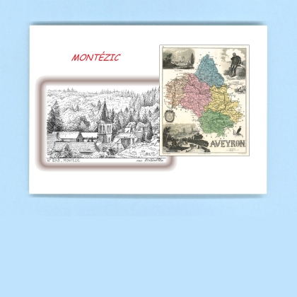 Cartes Postales impression Noir avec dpartement sur la ville de MONTEZIC Titre : vue