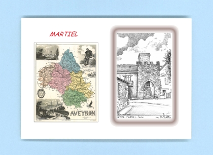 Cartes Postales impression Noir avec dpartement sur la ville de MARTIEL Titre : porche