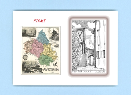 Cartes Postales impression Noir avec dpartement sur la ville de FIRMI Titre : vieille porte