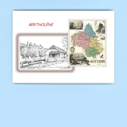 Cartes Postales impression Noir avec dpartement sur la ville de BERTHOLENE Titre : mairie