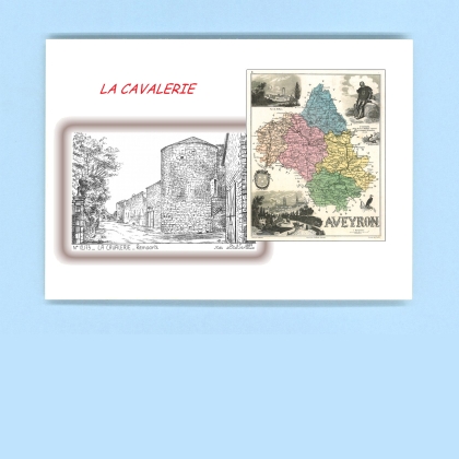 Cartes Postales impression Noir avec dpartement sur la ville de LA CAVALERIE Titre : remparts