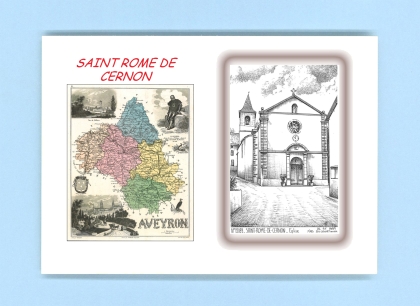 Cartes Postales impression Noir avec dpartement sur la ville de ST ROME DE CERNON Titre : eglise