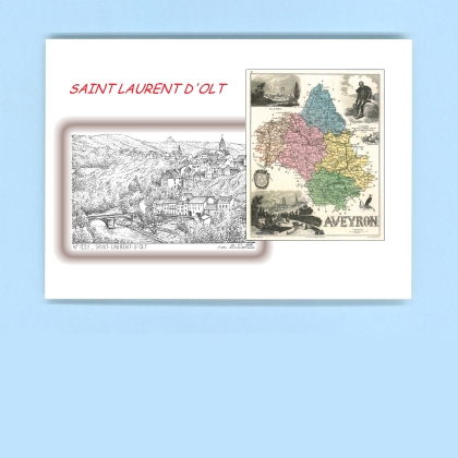 Cartes Postales impression Noir avec dpartement sur la ville de ST LAURENT D OLT Titre : vue