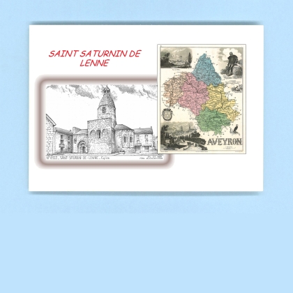 Cartes Postales impression Noir avec dpartement sur la ville de ST SATURNIN DE LENNE Titre : eglise