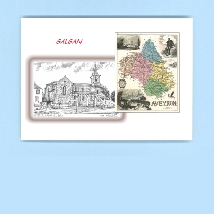 Cartes Postales impression Noir avec dpartement sur la ville de GALGAN Titre : eglise