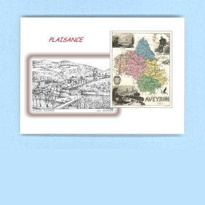 Cartes Postales impression Noir avec dpartement sur la ville de PLAISANCE Titre : vue