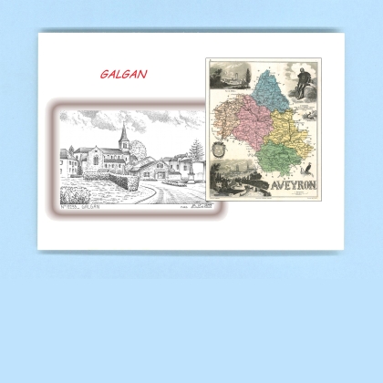 Cartes Postales impression Noir avec dpartement sur la ville de GALGAN Titre : vue