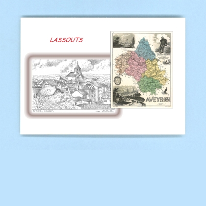 Cartes Postales impression Noir avec dpartement sur la ville de LASSOUTS Titre : vue