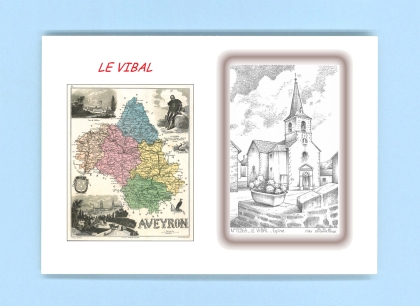 Cartes Postales impression Noir avec dpartement sur la ville de LE VIBAL Titre : eglise