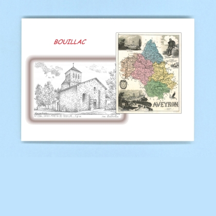 Cartes Postales impression Noir avec dpartement sur la ville de BOUILLAC Titre : eglise de st martin