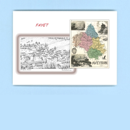 Cartes Postales impression Noir avec dpartement sur la ville de FAYET Titre : vue