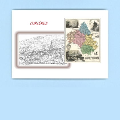 Cartes Postales impression Noir avec dpartement sur la ville de CURIERES Titre : vue