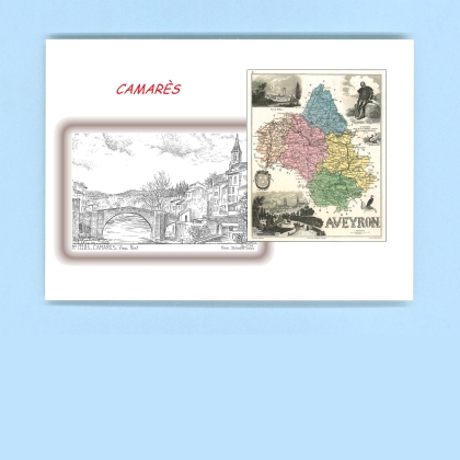 Cartes Postales impression Noir avec dpartement sur la ville de CAMARES Titre : vieux pont