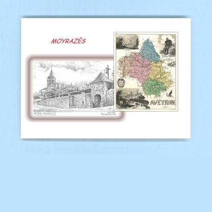 Cartes Postales impression Noir avec dpartement sur la ville de MOYRAZES Titre : vue