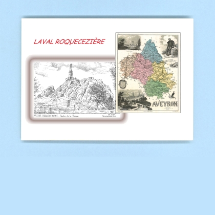 Cartes Postales impression Noir avec dpartement sur la ville de LAVAL ROQUECEZIERE Titre : rocher de la v. a roqueceziere
