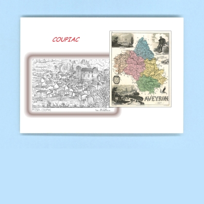 Cartes Postales impression Noir avec dpartement sur la ville de COUPIAC Titre : vue