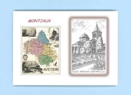 Cartes Postales impression Noir avec dpartement sur la ville de MONTJAUX Titre : eglise XIIe s