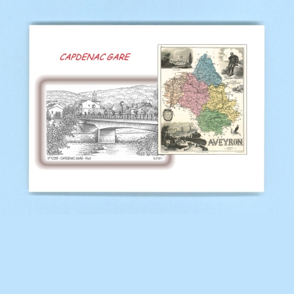 Cartes Postales impression Noir avec dpartement sur la ville de CAPDENAC GARE Titre : pont