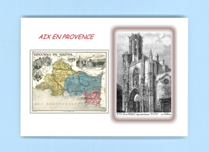 Cartes Postales impression Noir avec dpartement sur la ville de AIX EN PROVENCE Titre : eglise st sauveur