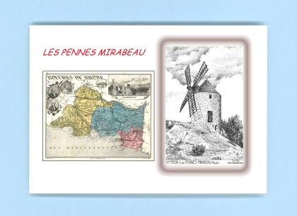 Cartes Postales impression Noir avec dpartement sur la ville de LES PENNES MIRABEAU Titre : moulin