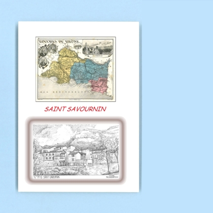 Cartes Postales impression Noir avec dpartement sur la ville de ST SAVOURNIN Titre : vue