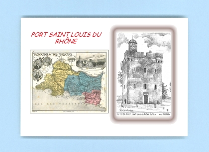 Cartes Postales impression Noir avec dpartement sur la ville de PORT ST LOUIS DU RHONE Titre : la tour