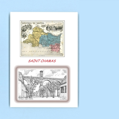 Cartes Postales impression Noir avec dpartement sur la ville de ST CHAMAS Titre : vue